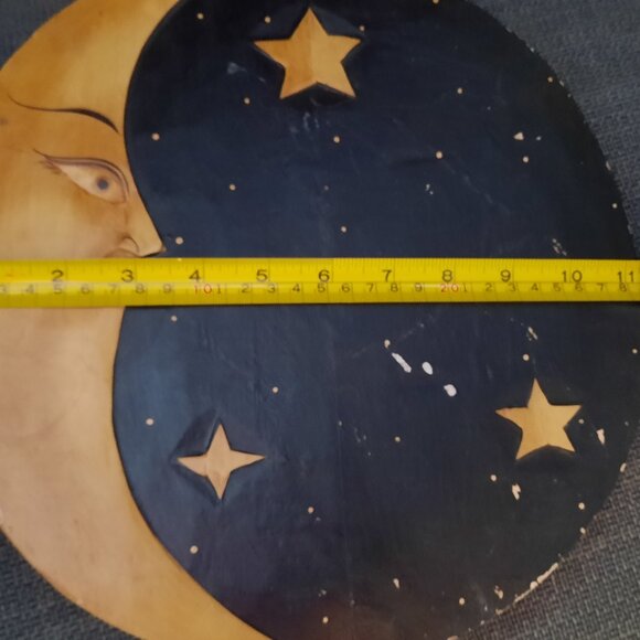 Vintage Whimsigoth Wooden Sun & Moon Plaque Wall Decor - Picture 9 of 12